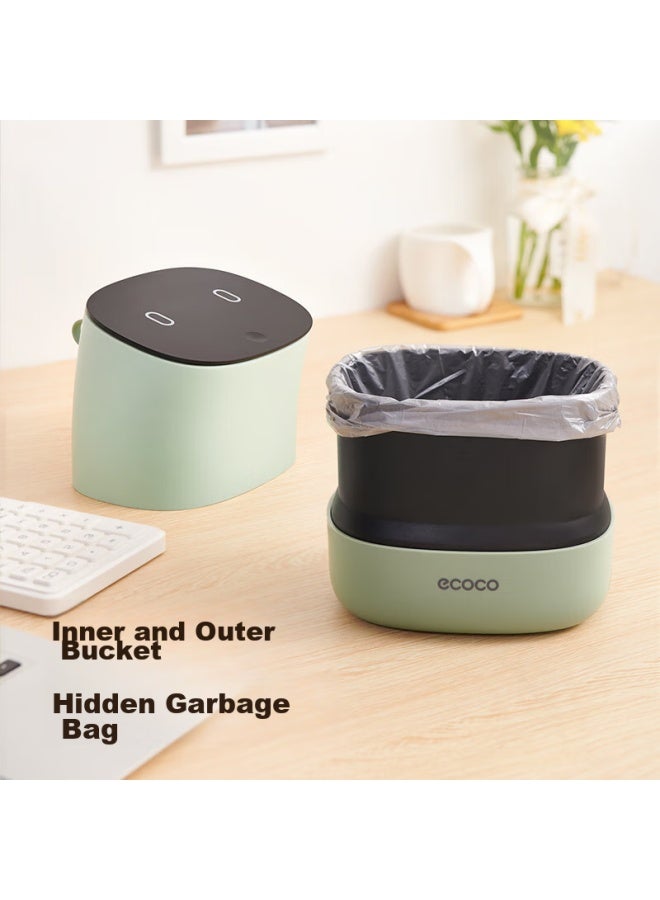 cocoa Yikeke Desktop Trash Can 1.5l With Lid, Push-on, For Bedroom Bedside, Car, Coffee Table, Office Desk, E2241 Gray - Image 4