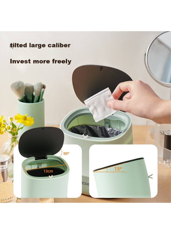 cocoa Yikeke Desktop Trash Can 1.5l With Lid, Push-on, For Bedroom Bedside, Car, Coffee Table, Office Desk, E2241 Gray - Image 2