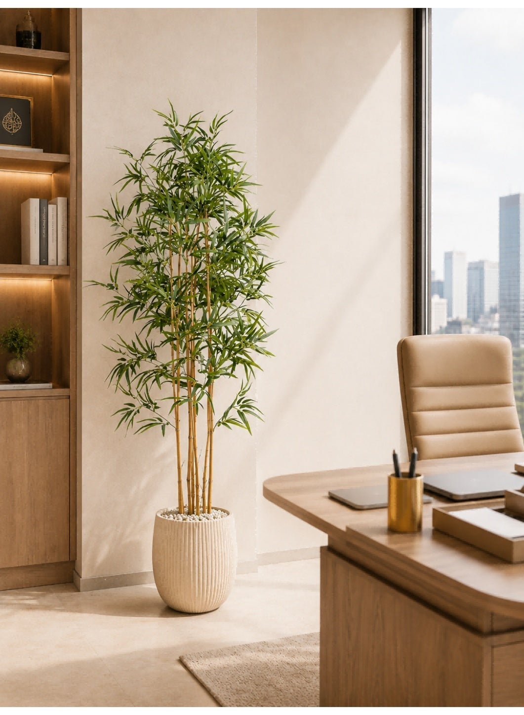 Artificial Bamboo Tree, Faux Bamboo Plant, Real Touch Technology, Artificial Plant with 7 Trunks, Ideal for Home Office Indoor Decoration