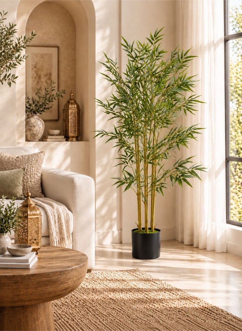 Zvezvia Artificial Bamboo Tree – Faux Bamboo Plant with Real Touch Technology, 7 Trunks, Ideal for Home Office, Living Room, and Indoor Decoration – Evergreen Greenery for Any Space - Image 4