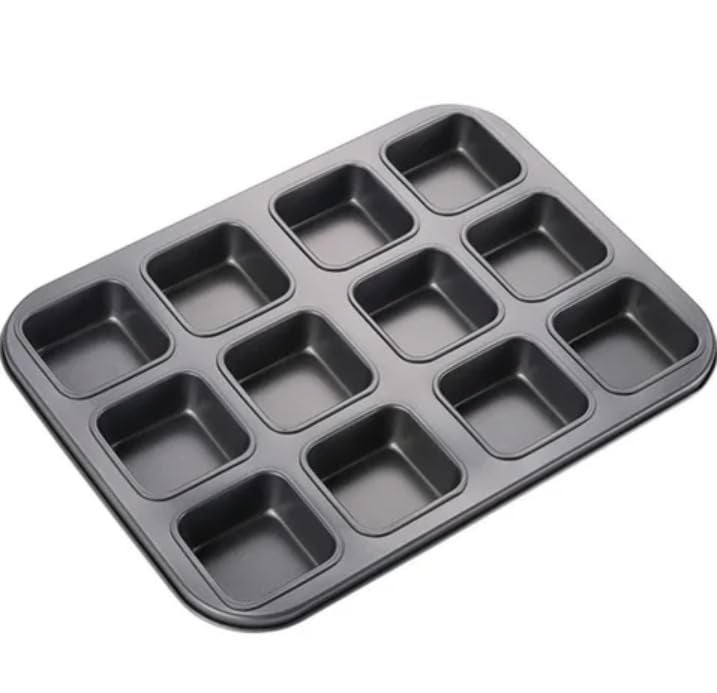SHOAIB Baking Tray Set 12Slots Square Shape Brownie Cake Baking Tray and 12Cups Muffin Cupcake Baking Mould Mini loaf pan Brownie Baking tin Cake Baking Mold - Image 4