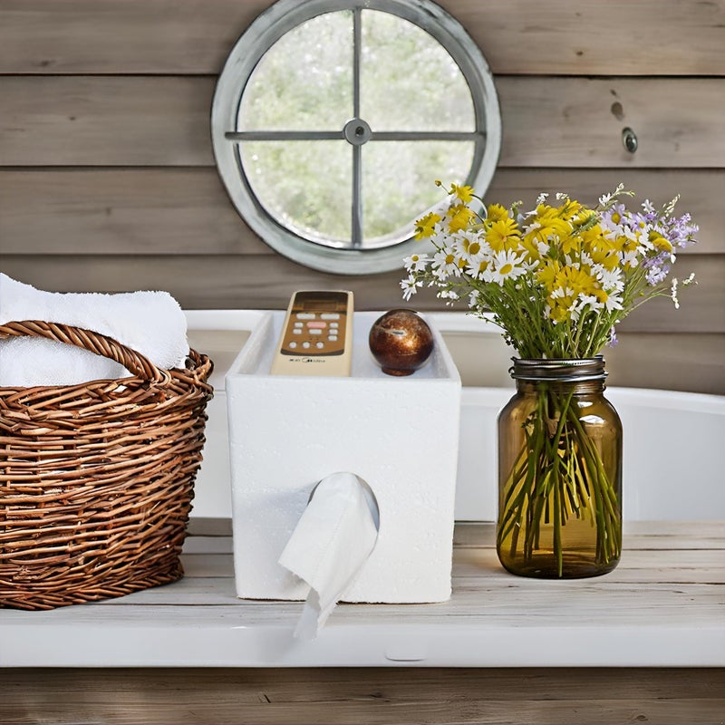 Hymmah Square Tissue Box Holder Cover with Tray,Unique Design Cube Tissue Dispenser Decor for Vanity Counter Tops Also Great for Bedroom and Living Room - Image 5