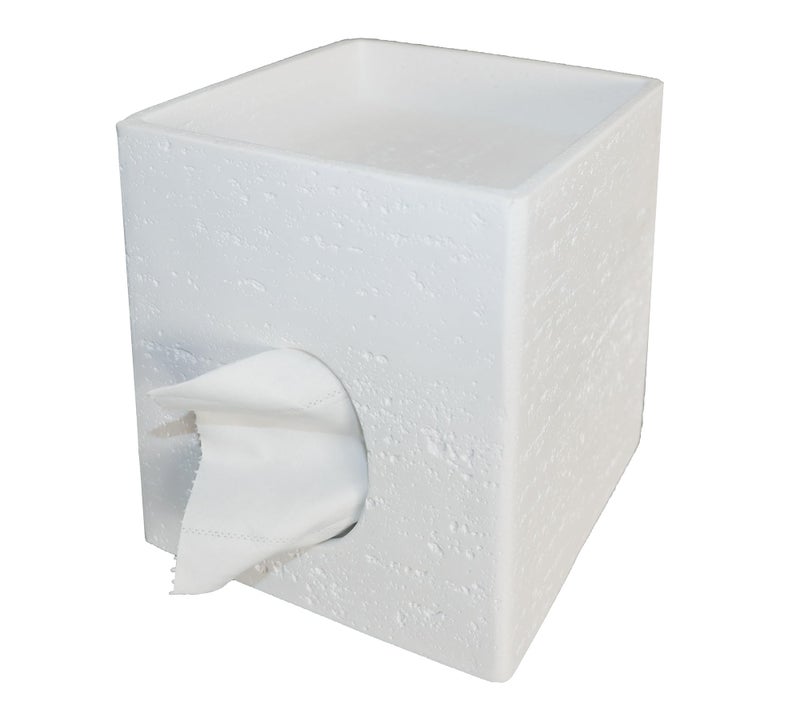 Hymmah Square Tissue Box Holder Cover with Tray,Unique Design Cube Tissue Dispenser Decor for Vanity Counter Tops Also Great for Bedroom and Living Room - Image 2