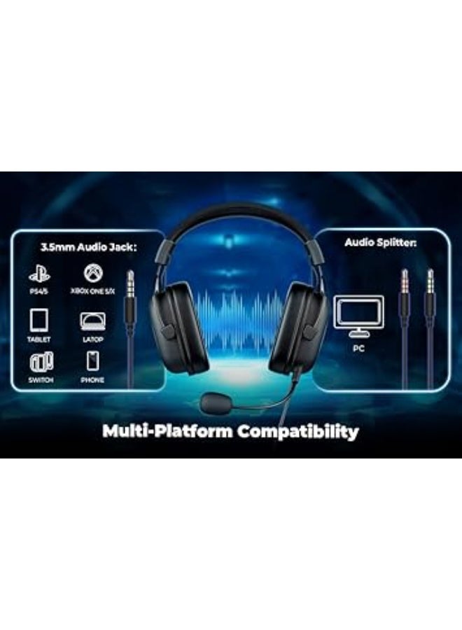 Havit H2002D Gaming Headphones with 53mm Surround Sound, Detachable 360° Mic, Adjustable Headband, Protein Leather Earmuffs, Noise Isolation, Wired 3.5mm Jack for PC, PS4, PS5, Xbox & Mobile - Image 4