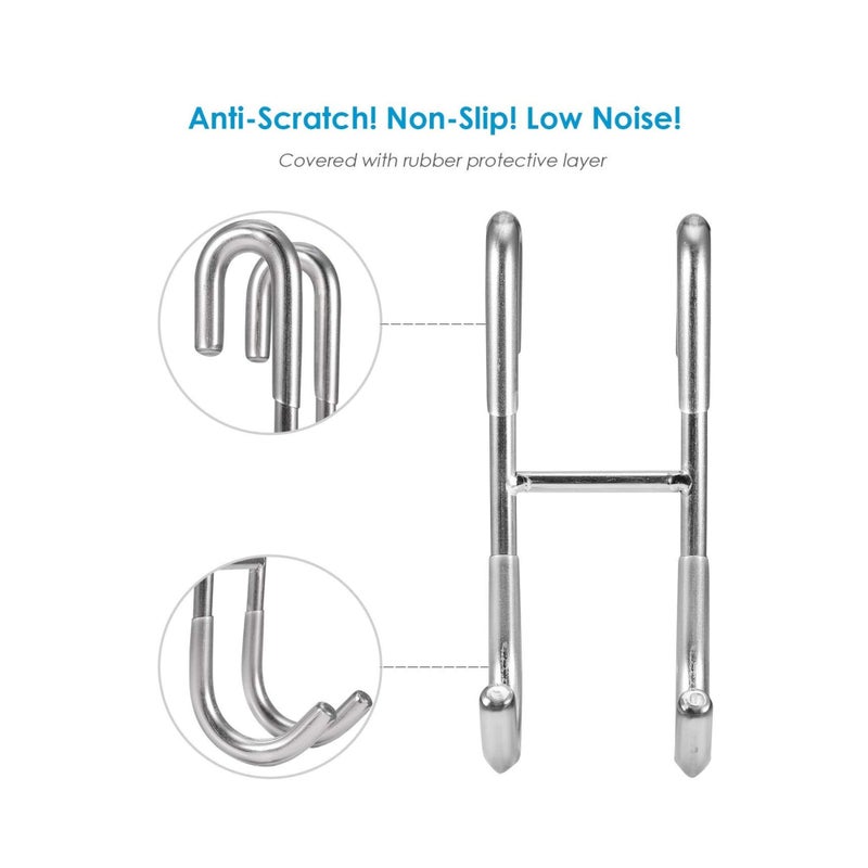 Barakah Shower Door Hooks (3-Pack), Over Door Hooks for Bathroom Frameless Glass Shower Door, Towel Hooks, Shower Squeegee Hooks, Silver, 304 Stainless Steel Rack Hooks, Drilling-Free - Image 2