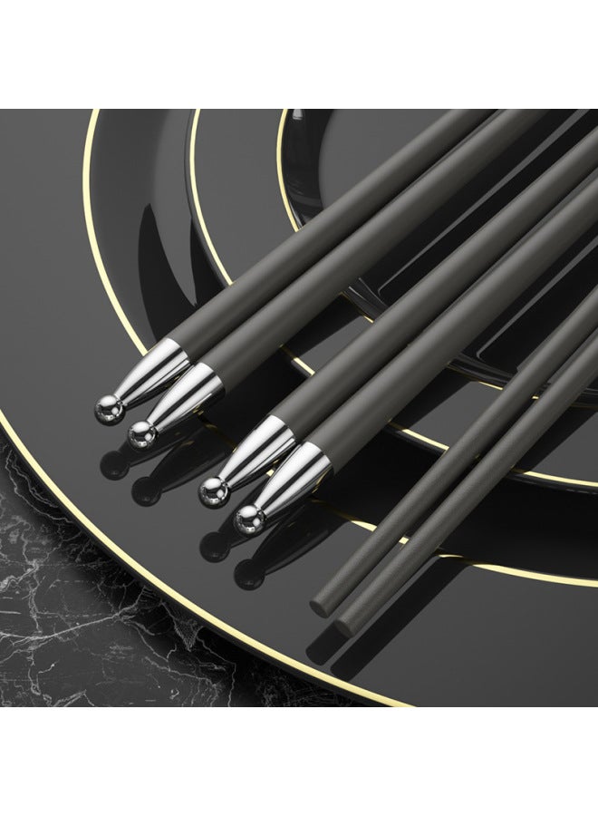 National Fashion Style High-rise Gold Chopsticks Household High Temperature Resistant Light Luxury Style Commercial Gift Chopsticks Gift Box Wholesale-Color:Premium Gray Silver Top  - Image 1