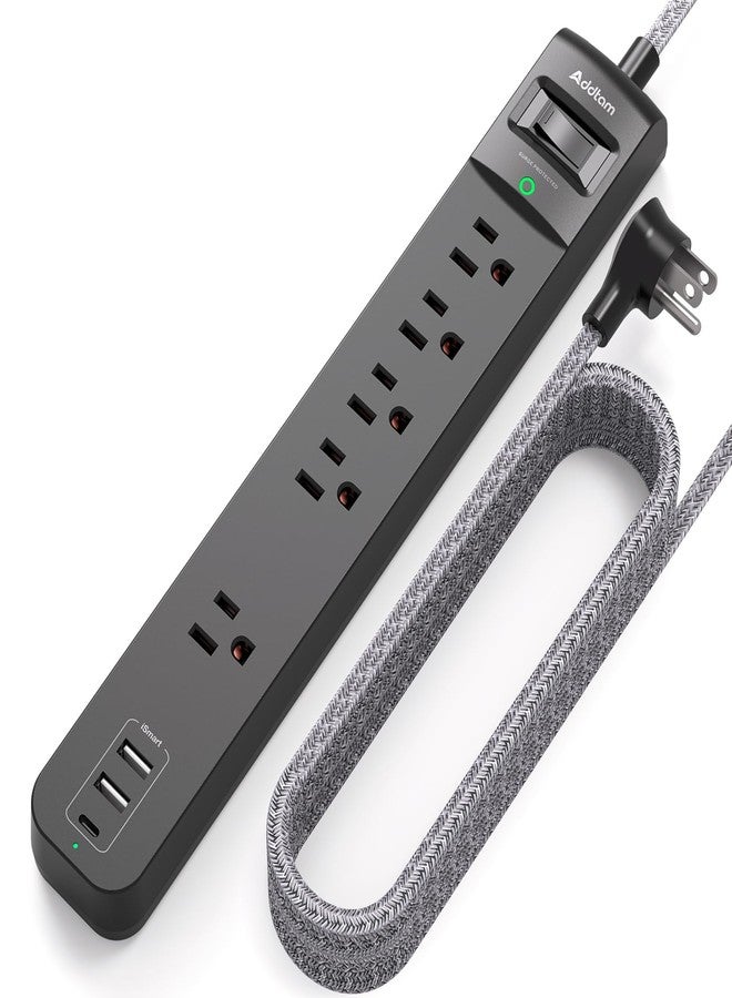 Addtam Extension Cord 15ft - Long Power Strip Surge Protector, Flat Plug, Overload Surge Protection, 5 Outlets 3 USB Charging Ports, Multi Plug Outlet Extender for Indoor Home Office Dorm Room - Image 1