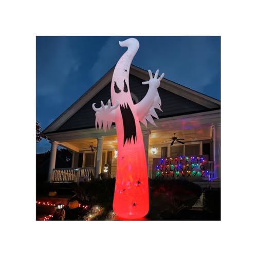 GOOSH 12 FT Halloween Inflatables Ghost Outdoor Decorations Blow Up Yard Giant Towering Terrible Spooky Flame Lamp Ghost with Built-in LEDs for Garden Lawn Indoor Party Decor - Image 1