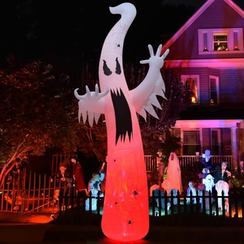 GOOSH 12 FT Halloween Inflatables Ghost Outdoor Decorations Blow Up Yard Giant Towering Terrible Spooky Flame Lamp Ghost with Built-in LEDs for Garden Lawn Indoor Party Decor - Image 3