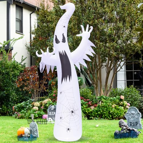 GOOSH 12 FT Halloween Inflatables Ghost Outdoor Decorations Blow Up Yard Giant Towering Terrible Spooky Flame Lamp Ghost with Built-in LEDs for Garden Lawn Indoor Party Decor - Image 5