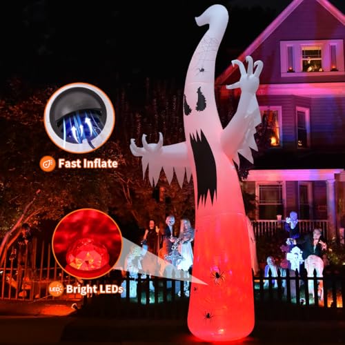 GOOSH 12 FT Halloween Inflatables Ghost Outdoor Decorations Blow Up Yard Giant Towering Terrible Spooky Flame Lamp Ghost with Built-in LEDs for Garden Lawn Indoor Party Decor - Image 2