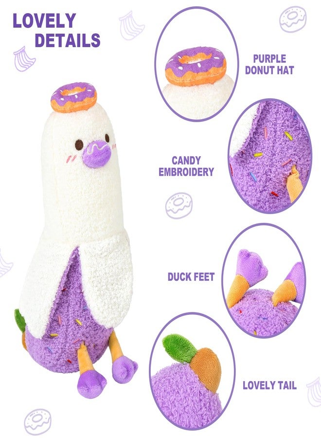 PEACH CAT Donut Banana Duck Plush Pillow with Candy Body Stuffed Animals Cute Dessert Plushies Toy Gifts for Kids Purple 12" - Image 3