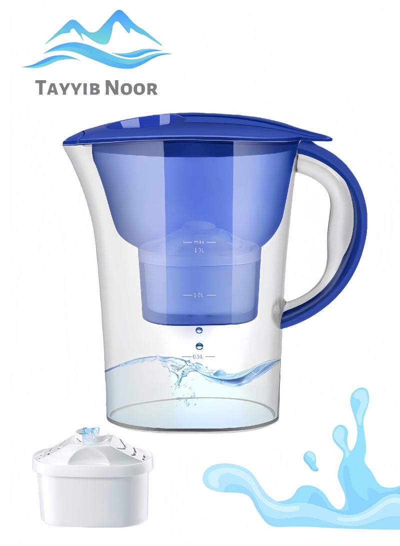 TAYYIB NOOR 2.5L Water Filter Pitcher with Advanced Filter | Fits in Fridge Door | Reduces Chlorine, Limescale, Heavy Metals & Microplastics | for Cleaner, Better-Tasting Tap Water - Image 1