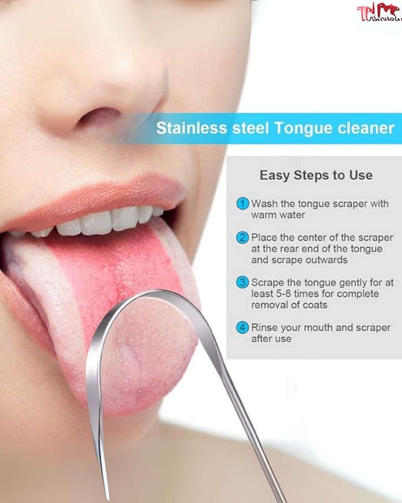 Premsons® Stainless Steel Tongue Cleaner | Ergonomic Grip Handles | Flexible, Rust-Free, Durable Oral Scraper for Fresh Breath & Hygiene | Polished Finish - Assorted Colours - Pack of 2 - Image 5