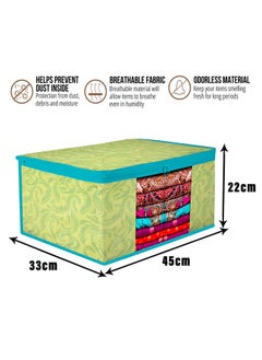 Kuber Industries Kuber Industries Saree Cover & Blouse Cover Set | Saree & Blouse Organizer Combo Set | 2 Pieces Blouse & 2 Pieces Saree Cover Set | Zipper Closure | Leaf-Design | Set of 4 | Green  - Image 4
