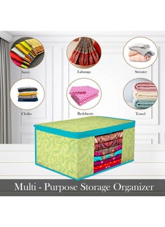 Kuber Industries Kuber Industries Saree Cover & Blouse Cover Set | Saree & Blouse Organizer Combo Set | 2 Pieces Blouse & 2 Pieces Saree Cover Set | Zipper Closure | Leaf-Design | Set of 4 | Green  - Image 5