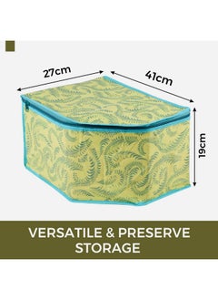 Kuber Industries Kuber Industries Saree Cover & Blouse Cover Set | Saree & Blouse Organizer Combo Set | 2 Pieces Blouse & 2 Pieces Saree Cover Set | Zipper Closure | Leaf-Design | Set of 4 | Green  - Image 3