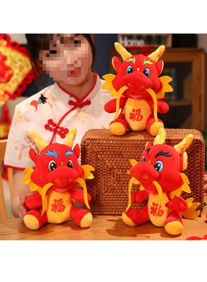 HHZA2025 Year Of The Snake Mascot Doll Red Plush Toy Batch Zodiac Gift Year Rag Doll Small-Color:Fortune Dragon 25cm-Height:Single Price - Image 1