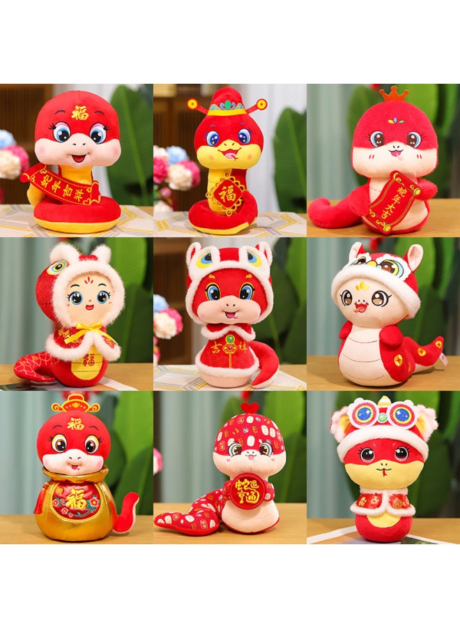 HHZA2025 Year Of The Snake Mascot Doll Red Plush Toy Batch Zodiac Gift Year Rag Doll Small-Color:Fortune Dragon 25cm-Height:Single Price - Image 3