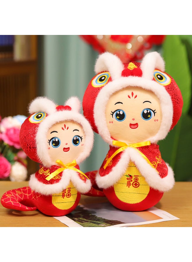 HHZA2025 Year Of The Snake Mascot Doll Red Plush Toy Batch Zodiac Gift Year Rag Doll Small-Color:Fortune Dragon 25cm-Height:Single Price - Image 5