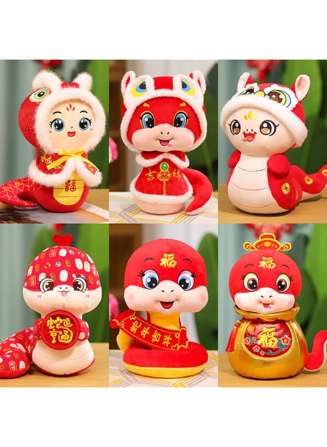 HHZA2025 Year Of The Snake Mascot Doll Red Plush Toy Batch Zodiac Gift Year Rag Doll Small-Color:Fortune Dragon 25cm-Height:Single Price - Image 2