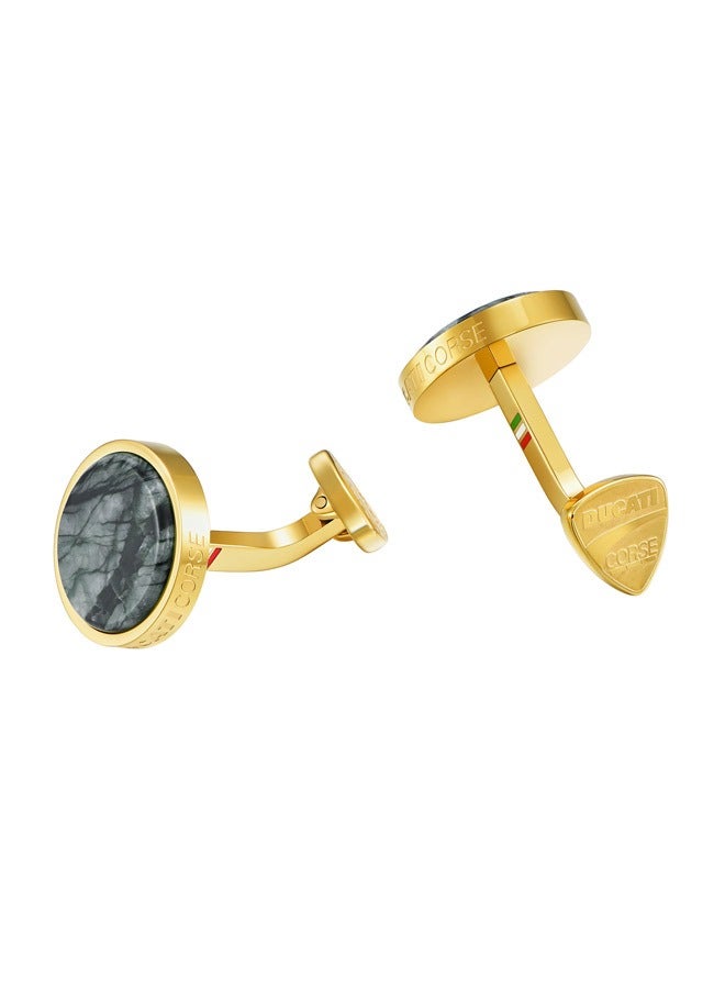Ducati Corse Podio Gold and Grey Marble Cufflinks For Men  - Image 3