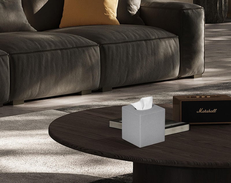 Colylan Tissue Box Cover Square Tissue Box Holder for Bathroom (Grey) - Image 5