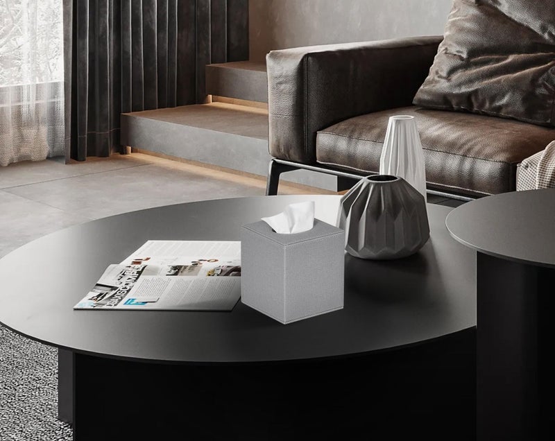 Colylan Tissue Box Cover Square Tissue Box Holder for Bathroom (Grey) - Image 3