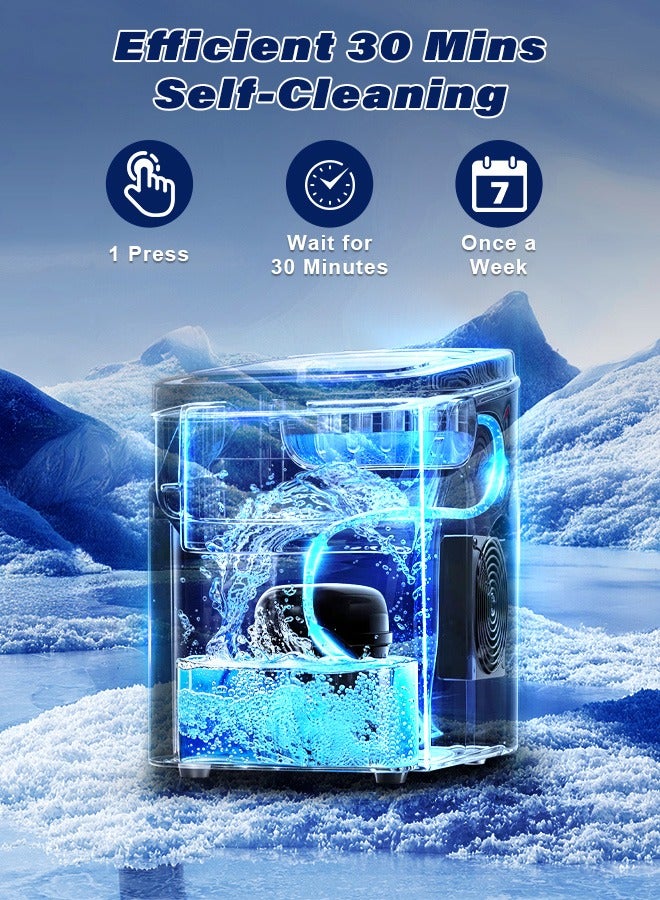 Xoopla Countertop Ice Maker Machine, 12Kg in 24Hrs, 9 Bullet Ice Cubes Ready in 6 Mins, 110W 1.3L Portable Self-Cleaning Ice Maker, Small Household Infrared Sensor Automatic with Handle, Basket and Scoop, Ideal for Home, Kitchen, Office, Bar, Party, Camping - Image 5