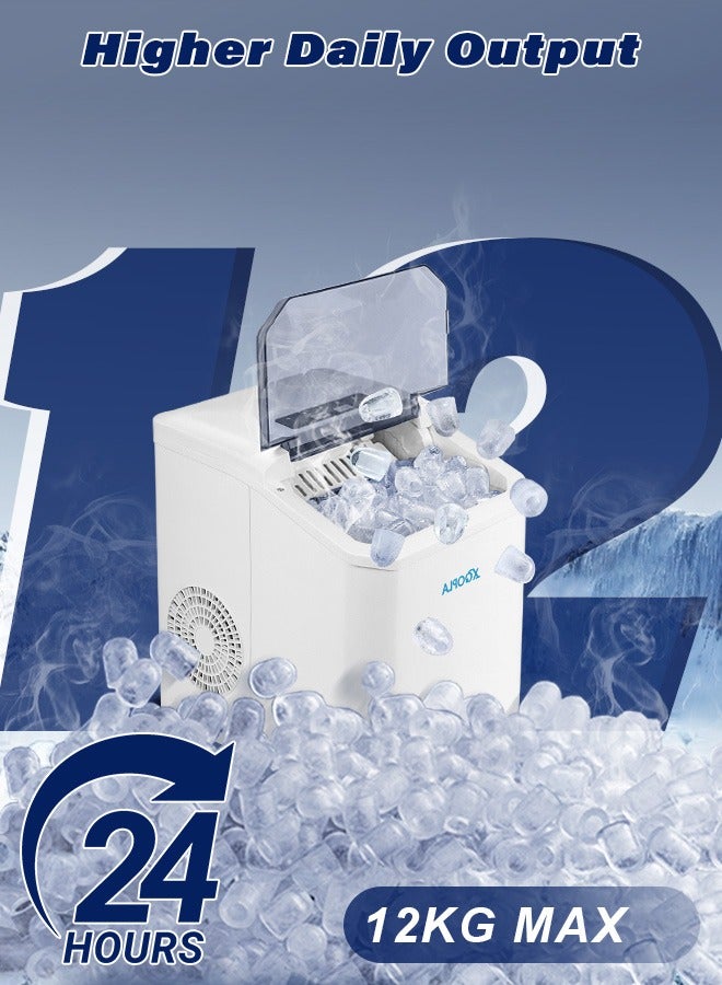 Xoopla Countertop Ice Maker Machine, 12Kg in 24Hrs, 9 Bullet Ice Cubes Ready in 6 Mins, 110W 1.3L Portable Self-Cleaning Ice Maker, Small Household Infrared Sensor Automatic with Handle, Basket and Scoop, Ideal for Home, Kitchen, Office, Bar, Party, Camping - Image 4