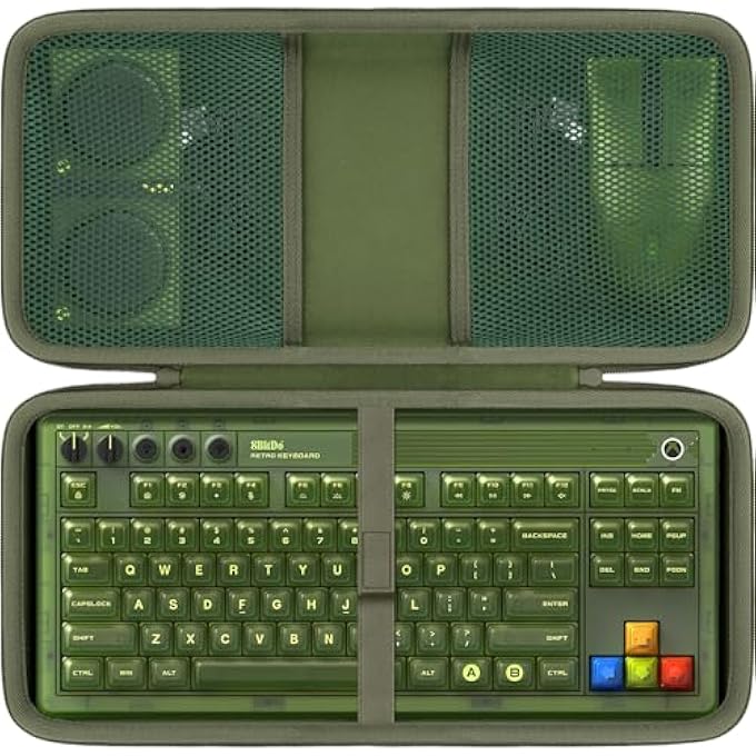 rayihni HARD TRAVEL CASE COMPATIBLE WITH 8BITDO RETRO MECHANICAL KEYBOARD WITH 87 KEYS AND TWO SUPERPROGRAMMABLE BUTTONS (GREEN CASE) - Image 1