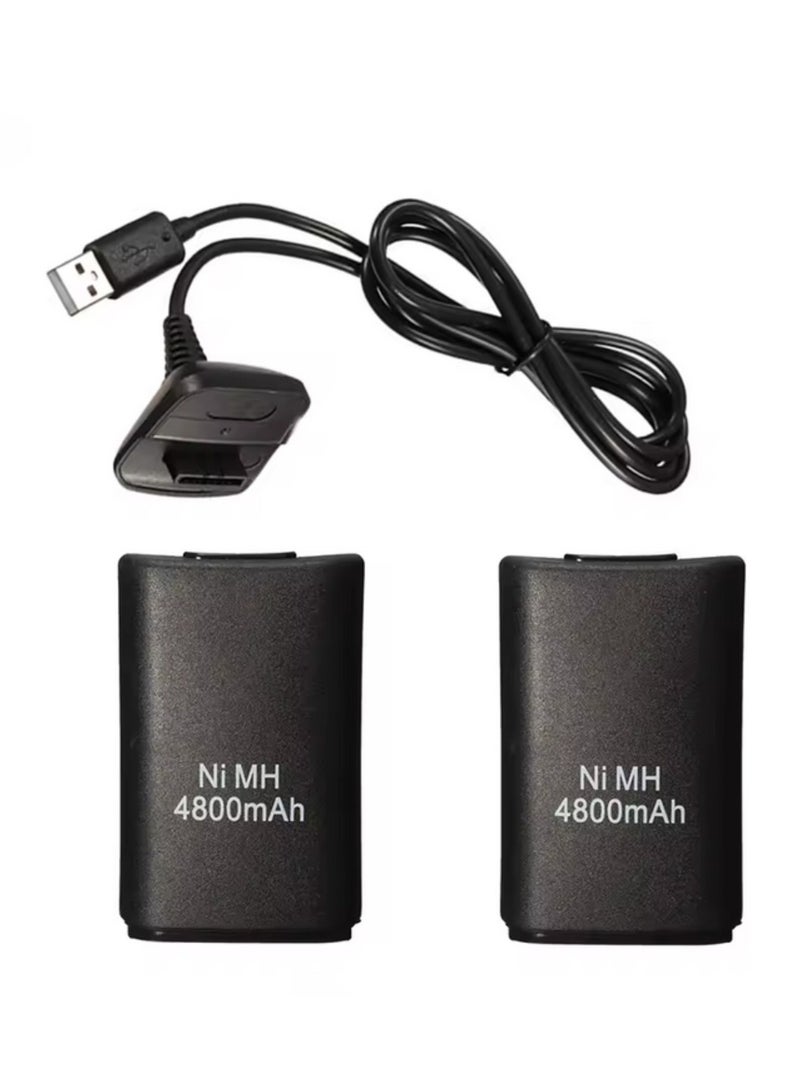 عبوتان من بطاريات Ni-MH قابلة لإعادة الشحن بسعة 4800 مللي أمبير في الساعة مع كابل شحن USB لوحدات تحكم Xbox 360 اللاسلكية - Image 2