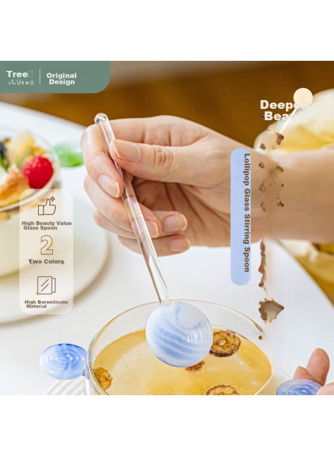 SHUEHO Shuke Baobao Glass Spoon, Stylish, Heat-resistant, For Home Use, Coffee Mixing, Desserts, Yogurt, Oatmeal, Small Soup Spoon  - Image 1