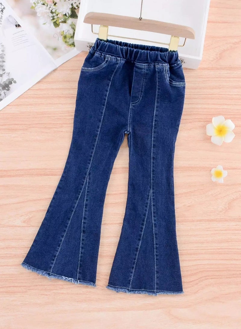Girls Raw Hem Flare Leg Jeans  - Image 1