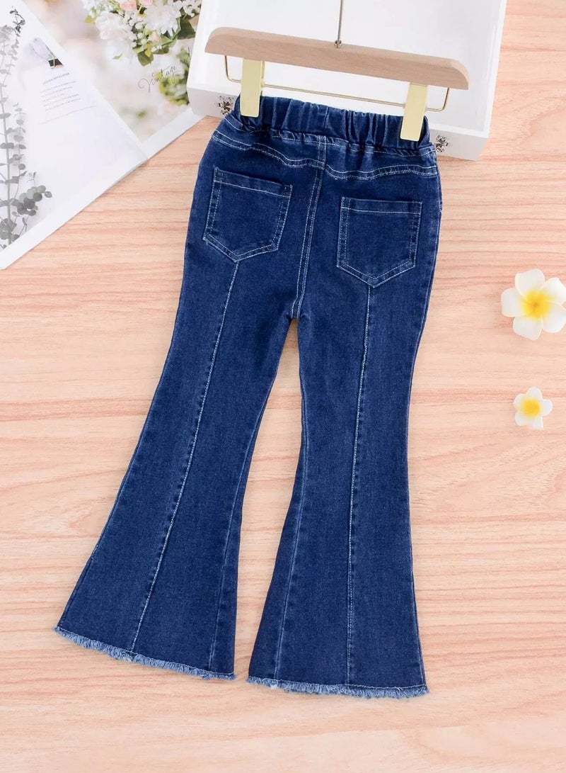 Girls Raw Hem Flare Leg Jeans  - Image 2