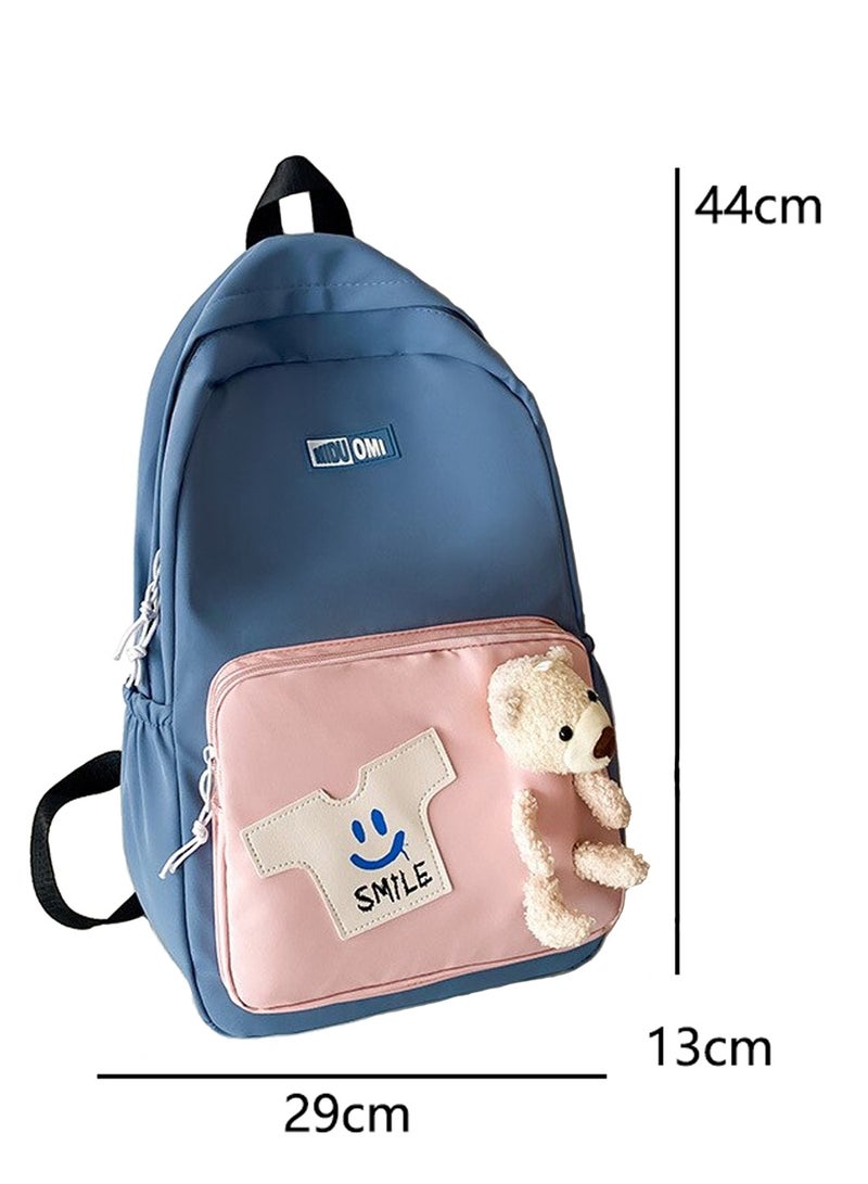 BrainGiggles Middle Student School Bags for Girls Teenager Sweet Cute Bear Oxford Backpack Women Casual Bagpack (BLUE)… - Image 2