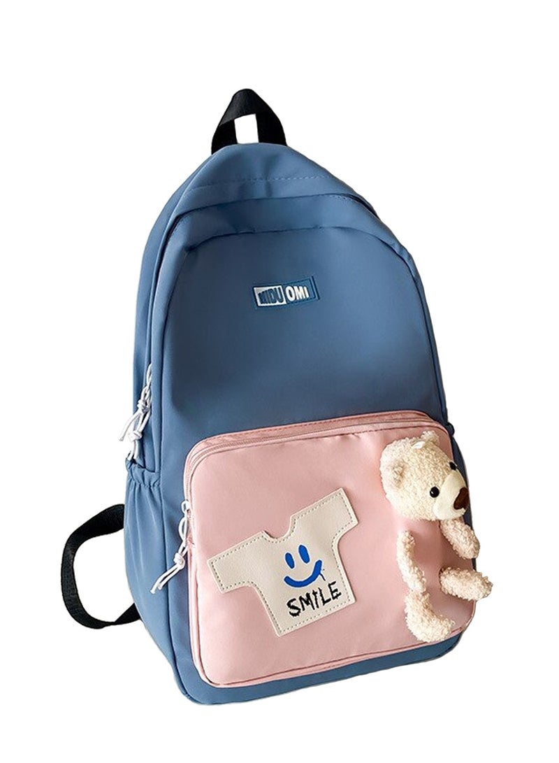 BrainGiggles Middle Student School Bags for Girls Teenager Sweet Cute Bear Oxford Backpack Women Casual Bagpack (BLUE)… - Image 1