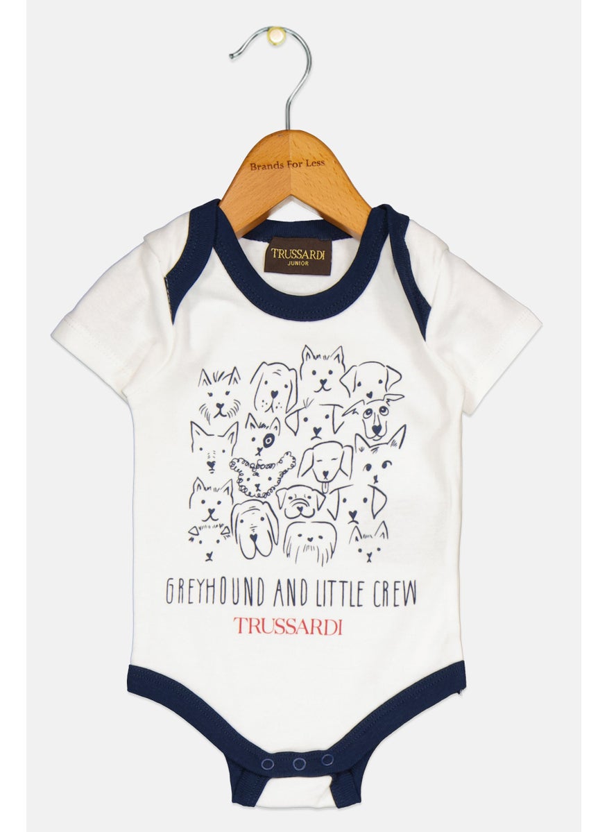 Trussardi Junior Toddlers Boy Printed Short Sleeve Romper, White  - Image 1