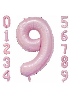 Party with Emma Pink Number Balloons 40 Inch Birthday Foil Balloon Party Decorations Supplies Wedding Bachelorette Birthday Bridal Shower Graduation Anniversary Celebration Decoration Fly with Helium (Number 9)  - Image 1