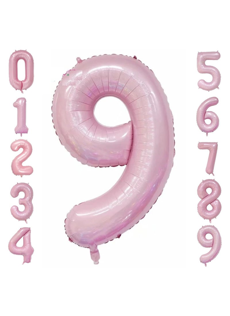 Party with Emma Pink Number Balloons 40 Inch Birthday Foil Balloon Party Decorations Supplies Wedding Bachelorette Birthday Bridal Shower Graduation Anniversary Celebration Decoration Fly with Helium (Number 9)  - Image 1