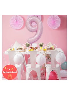Party with Emma Pink Number Balloons 40 Inch Birthday Foil Balloon Party Decorations Supplies Wedding Bachelorette Birthday Bridal Shower Graduation Anniversary Celebration Decoration Fly with Helium (Number 9)  - Image 4