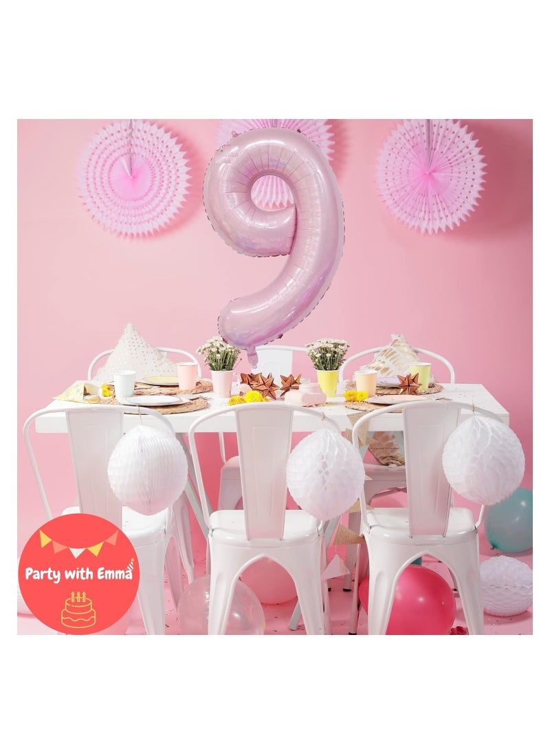 Party with Emma Pink Number Balloons 40 Inch Birthday Foil Balloon Party Decorations Supplies Wedding Bachelorette Birthday Bridal Shower Graduation Anniversary Celebration Decoration Fly with Helium (Number 9)  - Image 4