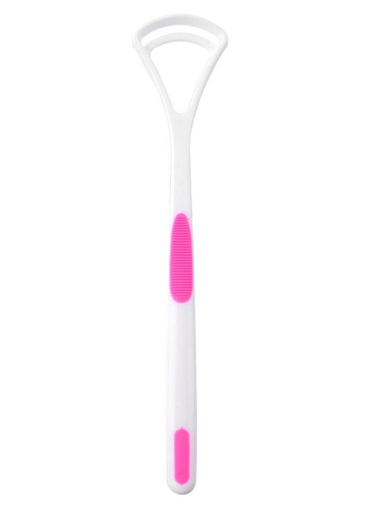 Generic 2-piece set of pink tongue coating cleaner - portable and reusable tongue scraper | efficiently reduces bad breath and improves oral hygiene | easy-to-use tongue brush (health care tool) 3.5x17.5cm  - Image 1