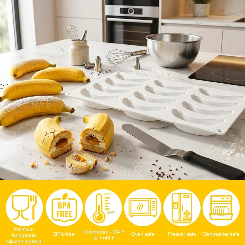 Juome 3D Banana Silicone Mold for Mousse Cake - 24 Cavity Fruit Pudding Banana Molds for Baking Pastry, Ice Cream, Cake Decoration Mould Supplies - Image 5