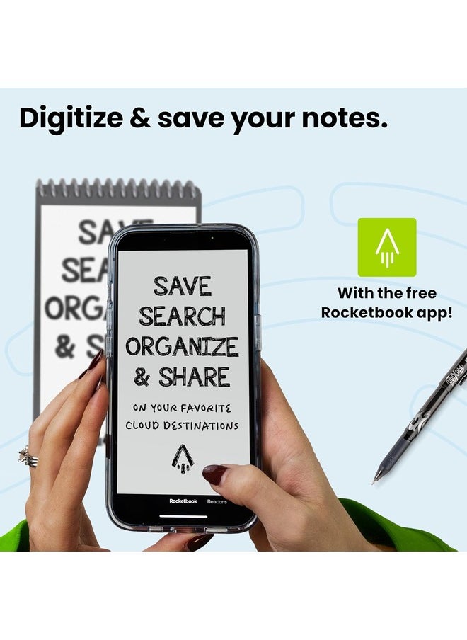 Rocketbook - Smart Reusable Eco Notebook, Dotted Grid, Includes 1 Pilot Frixion Pen & Microfiber Cloth, Mini Size - Image 1
