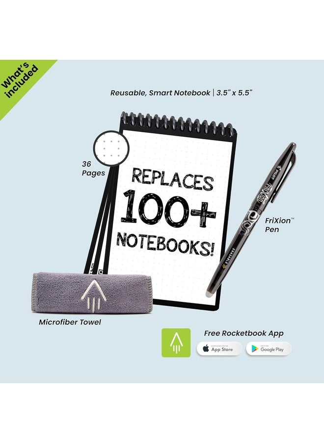 Rocketbook - Smart Reusable Eco Notebook, Dotted Grid, Includes 1 Pilot Frixion Pen & Microfiber Cloth, Mini Size - Image 1