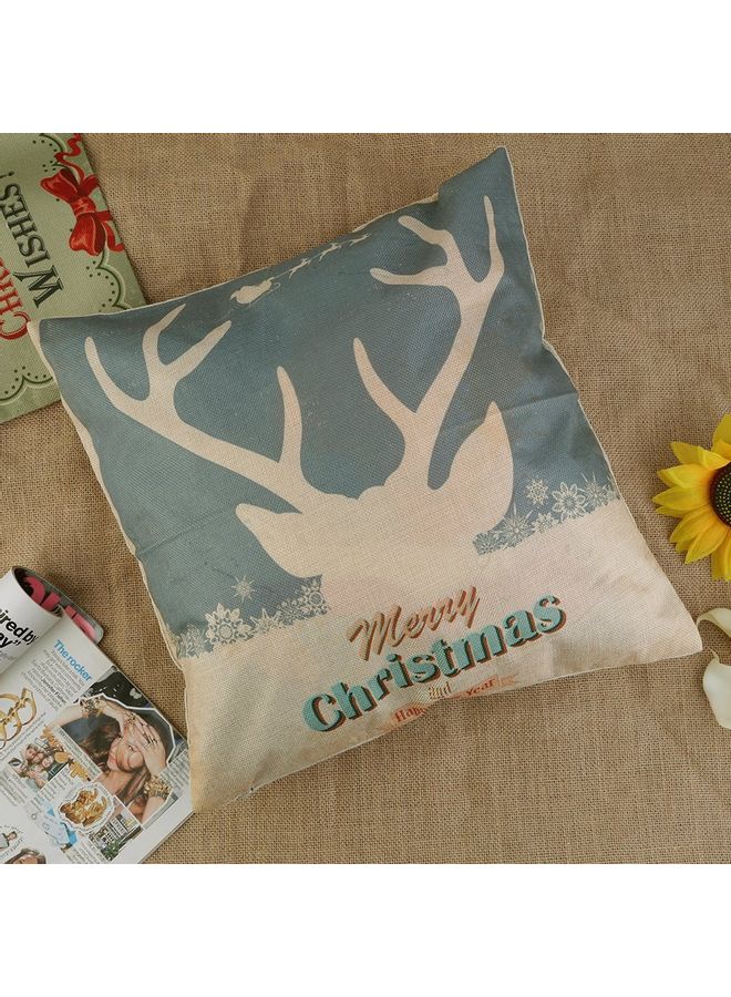 NIBEMINENT Stylish Printed Cushion Cover Blue/Beige - Image 1