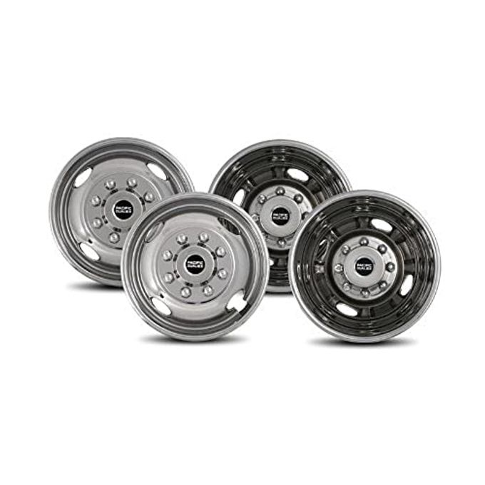 PACIFIC DUALIES 43-1608 Polished 17 Inch 8 Lug Stainless Steel Wheel Simulator Kit For 2005-2025 Ford F350 Truck - Image 1