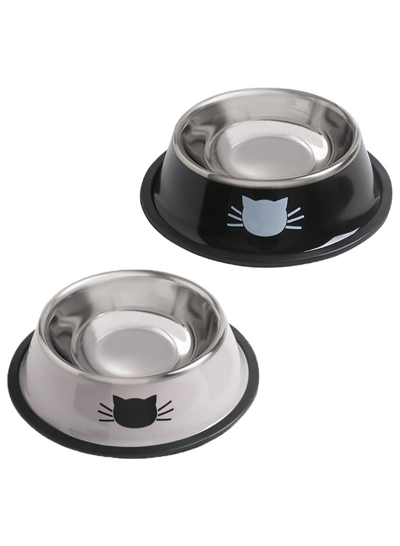 أوعية طعام الحيوانات الأليفة، عبوة من قطعتين من أوعية القطط والكلاب المصنوعة من الفولاذ المقاوم للصدأ بقاعدة قابلة للإزالة، وأطباق مياه مانعة للانزلاق سعة 8 أونصات - Image 2