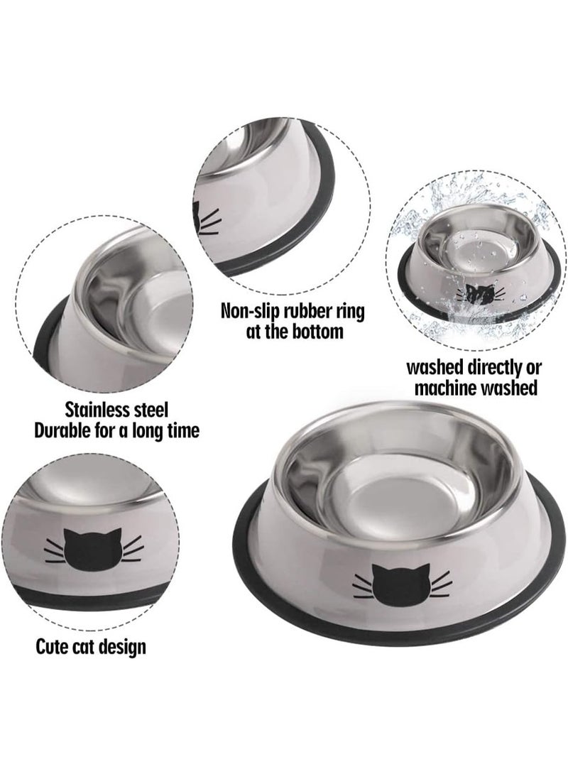 أوعية طعام الحيوانات الأليفة، عبوة من قطعتين من أوعية القطط والكلاب المصنوعة من الفولاذ المقاوم للصدأ بقاعدة قابلة للإزالة، وأطباق مياه مانعة للانزلاق سعة 8 أونصات - Image 5